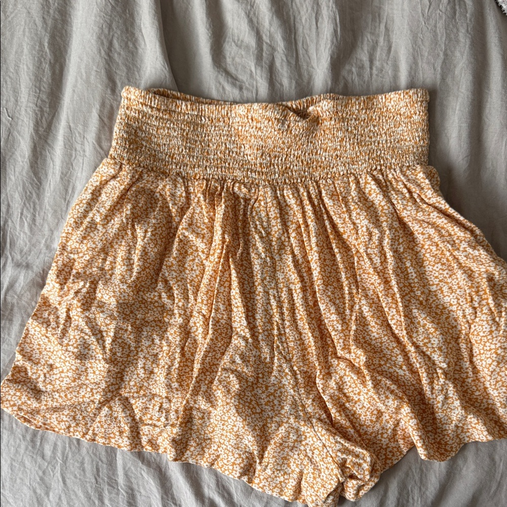American Eagle Outfitters Orange Smocked Shorts